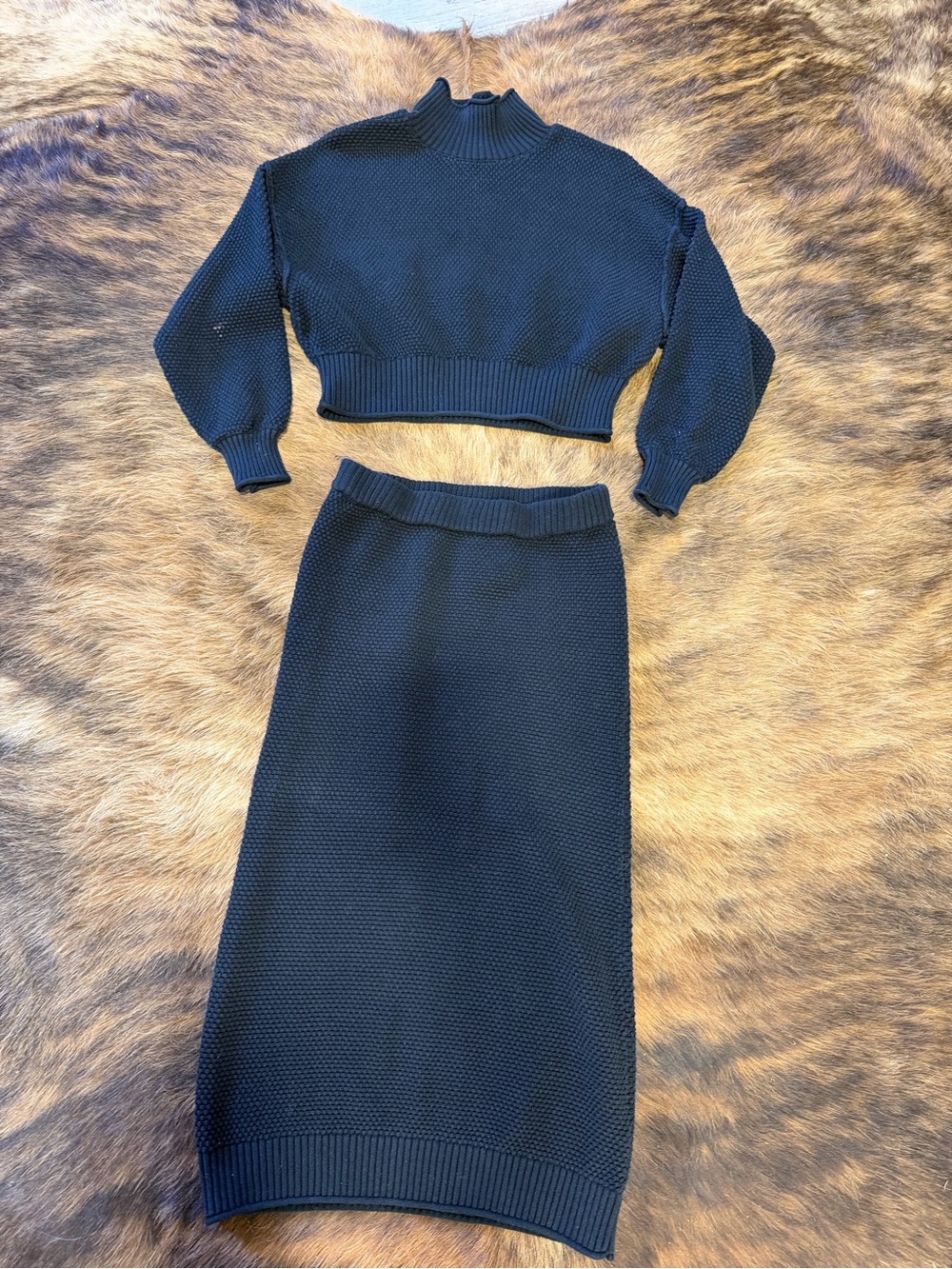 Women's Free people Haliee Black Knit Midi Skirt